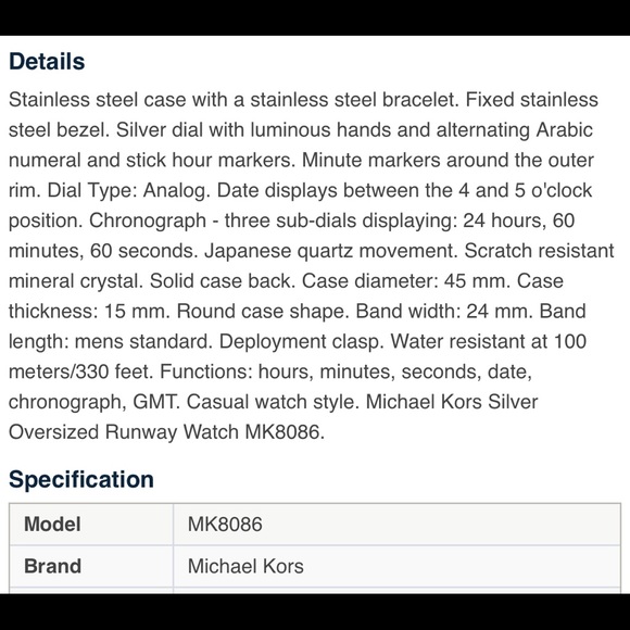 Michael Kors silver large face watch - Picture 5 of 5